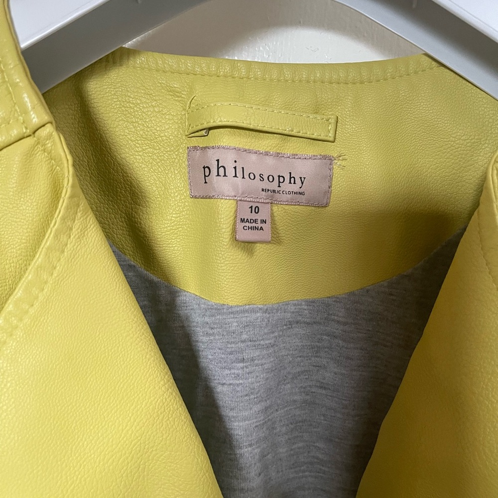 Philosophy Yellow  Faux LeatherBomber Jacket